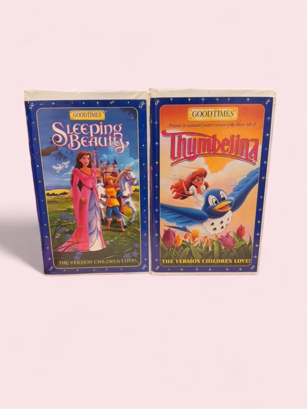 Vintage 90s GoodTimes VHS Bundle Thumbelina & Sleeping Beauty Tapes